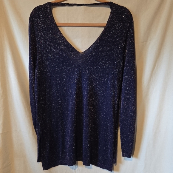 Cache Cache Sparkly Purple Gold And Pink V-Neck Long Sleeve Top Size Med - Picture 6 of 8